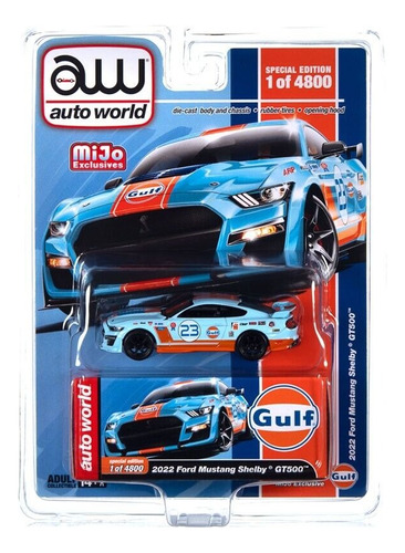 Ford Mustang Shelby Gt500, 2022, Gulf Auto World 1/64 