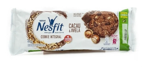 Biscoito Cookies Integral Nesfit Cacau E Avelã 60gr Nestle