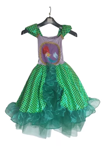 Vestido Nena Lila Y Turquesa Disfraz De La Sirenita Ariel