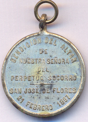 Medalla Religión Bs As Flores Perpetuo Socorro 1897 Orzali (Usado)