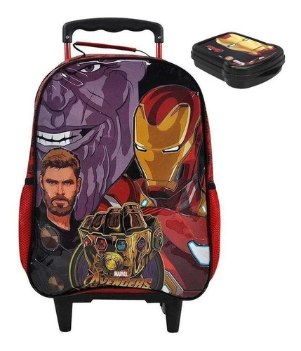 Mochila Escolar Os Vingadores Rodinhas Homem De Ferro G