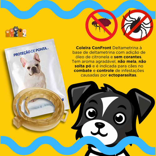 Kit 2 Coleira Confront Antipulga Carrapato 48cm Pequeno Medi