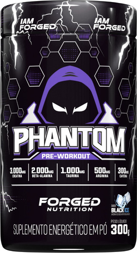 Phantom Pre-Workout con beta alanina y creatina sabor a hielo negro, 300 g - Forged Nutrition