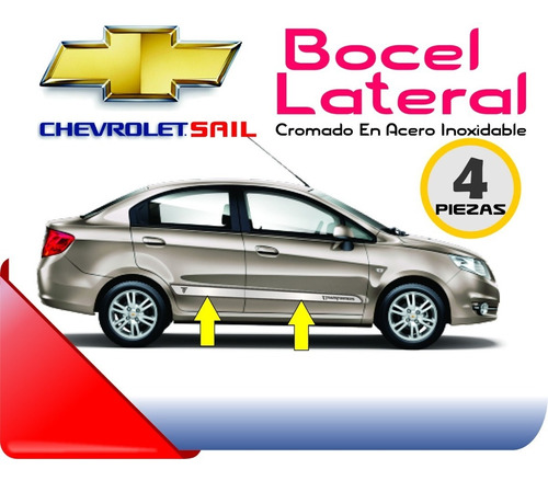 Bocel Lateral Cromado En Acero Inoxidable Chevrolet Sail