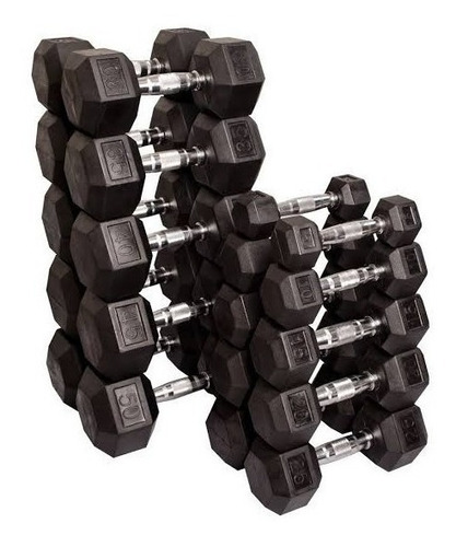 Set De 8 Pares De Mancuerna Hexagonal Ahulada 20 A 55lb