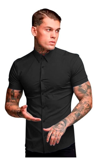 Camisa Hombre Casual Slim Fit Strech Manga Corta Lisa G | MercadoLibre Camisa Hombre Casual Slim Fit Strech Manga Corta Lisa G | MercadoLibre