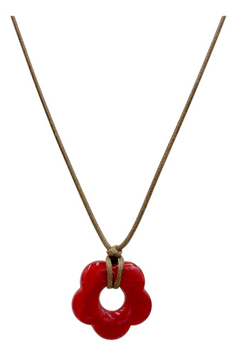 (r) Collar Tipo Gargantilla Acrílica Roja Con Cadena De Cuer