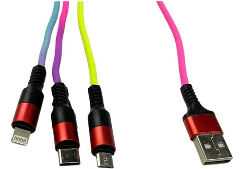 Cable Carga Datos Para Usb 3 En 1 Micro Usb Tipo C Lightning