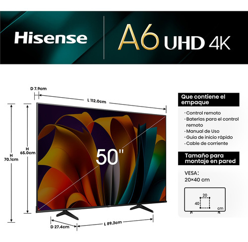 Hisense A6nv 50 4k Smart Tv Lcd-led Negro