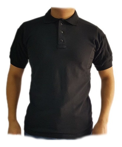 Playera Tipo Polo Táctica Manga Corta Blanco,negro Y Azul