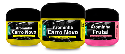 Kit 03 Arominhas Gel Vonixx 60g Aromatizante Carro Vintex