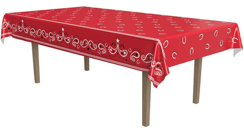 Beistle Mantel Bandana Rojo, 54 X 108 ' Mantel De Plástico