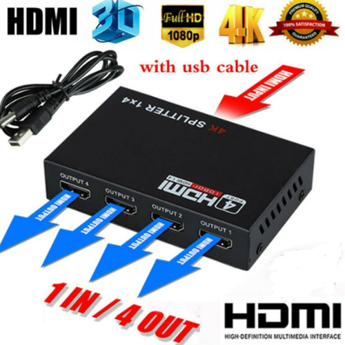 Splitter Receptor Amplificador Hdmi 1x4 4k 1080 Hd 