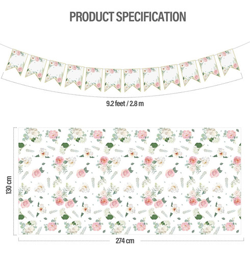 Set De Vajilla De Fiesta Diseño De Flores Para 24 Invitados Blanco L-0001 Flores