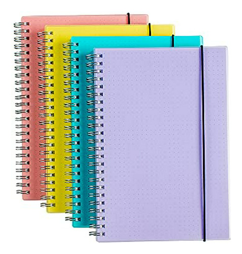 Cuaderno Espiral, Block N Paquete De 4 Diarios A5 Con Puntos