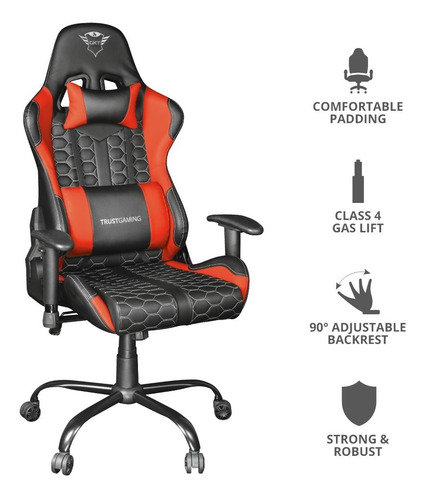Imagen 3 de 10 de Silla Gamer Pc Escritorio Racer Trust Resto Gxt708 Backup