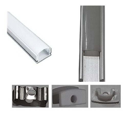 Perfil De Aluminio Para Led 1mt - Tipo U - Con Tapa