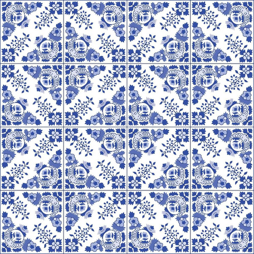 Adesivo De Azulejo Português Cozinha 10x10cm 50un Cor Azul Alva