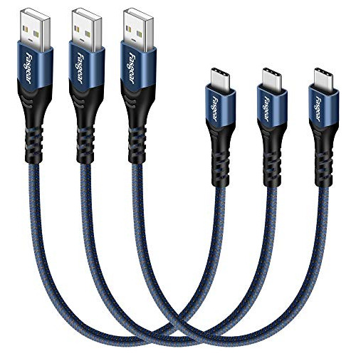 Fasgear Cable Corto Usb C, Paquete De 3 Cables Trenzados De