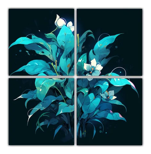 comprar 40x40cm Cuadro Escenario Turquesa Y Azul Bastidor Madera