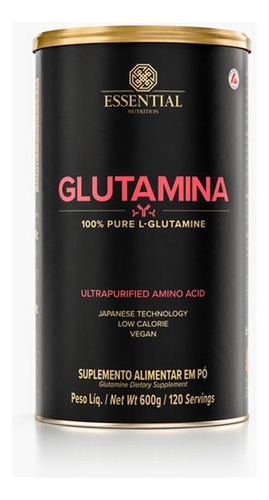 Glutamina 600g - Essential Nutrition 100% Pure Sabor Sem Sabor