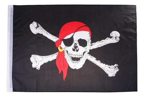 5x 2ftx3ft Pirata Con Bandera De Pañuelo Rojo Poliéster