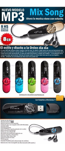 Reproductor Mp3 Mix Radio Fm + Memoria 16gb Micro Sd + Adapt