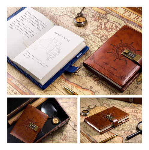 P Diario Vintage Con Cerradura B6 Cubierta Pu Cuaderno