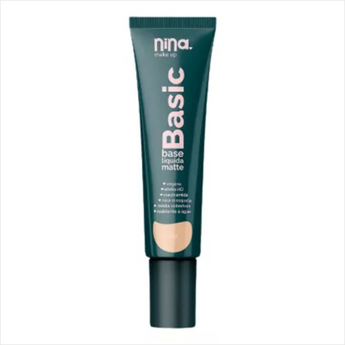 Kit Nina Makeup Base Líquida Basic+pó Compacto Instant Cor 1