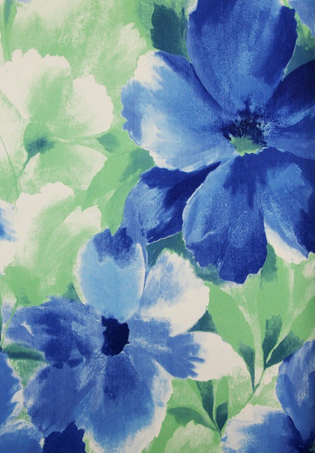 Imagen 1 de 3 de Papel Tapiz Flores Azules Y Verdes Estilo Toscano