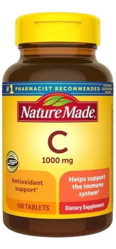 Nature Made Vitamina C 1000 Mg 100 Tabletas Americano Sabor Sin sabor