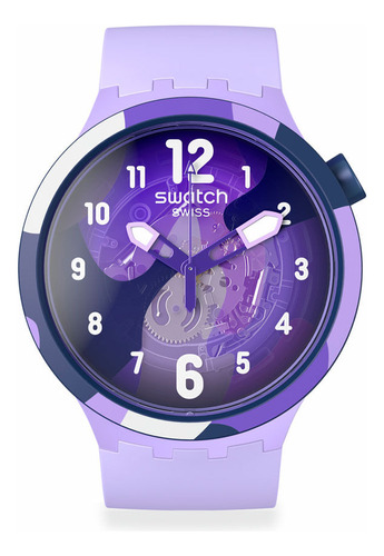 Reloj Swatch Look Right Thru Violet De Silicona Sb05v101 Ss Color de la malla Violeta Color del bisel Violeta Color del fondo Violeta