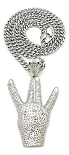 Cadena, Collar Para Hombr Hip Hop Iced West Side Hand Sign C