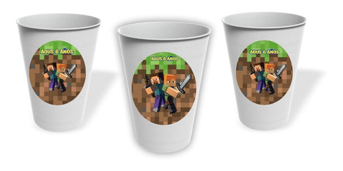 Vasos Minecraf  Pack X10 Cumpleaños Personalizado