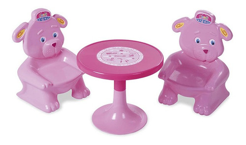 Mesa Y Silla Modelo Osos Rosas Rondi