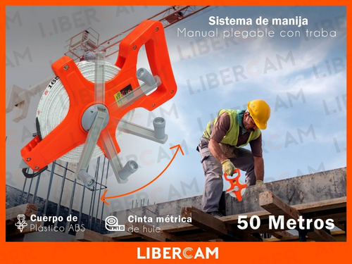 Imagen 8 de 10 de Cinta Metrica Agrimensor 50 Metros Flexible Plegables Manija