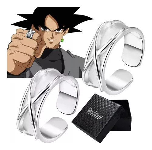 Anillo De Dedo Super Negro Son De Goku Tiempo Plata 2 Piezas