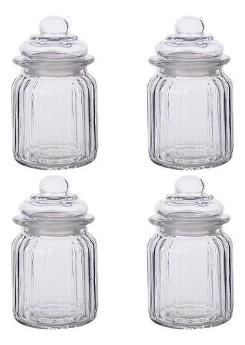 Botella De Vidrio Transparente Con Tapa, Tarro Sellado, 4 Un