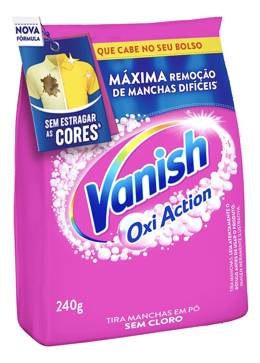 Tira Manchas Vanish em Pó Oxi Action para roupas coloridas refil econômico 240g