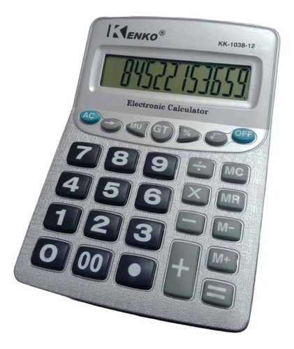 Calculadora 12 Digitos Kenko Kk-1038 Color Gris