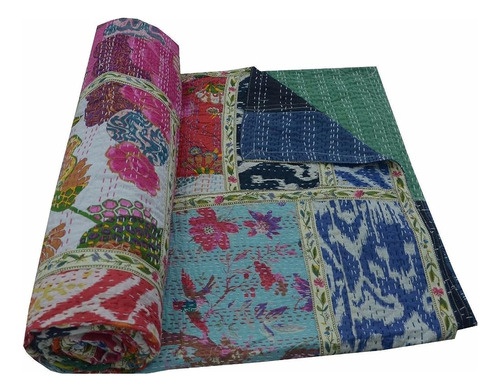 ~? Vedant Designs Indian Patch Work Cotton Kantha Quilt Quee