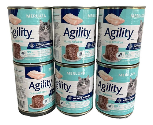 Agility Alimento Humedo Gatos Sabor Merluza X 6 Latas 340gr