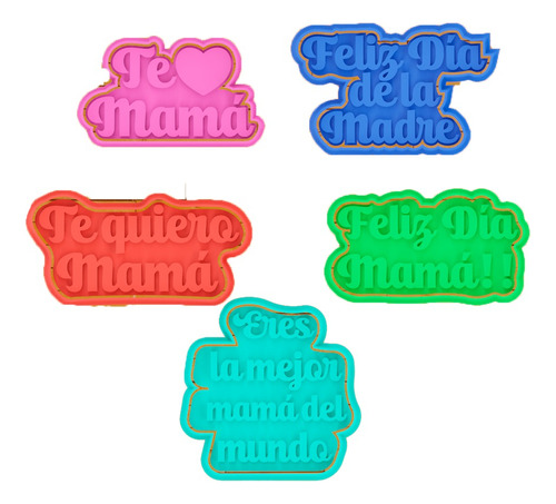 Set 5 Cortadores Frases Dia De La Madre 8 Cm #3  