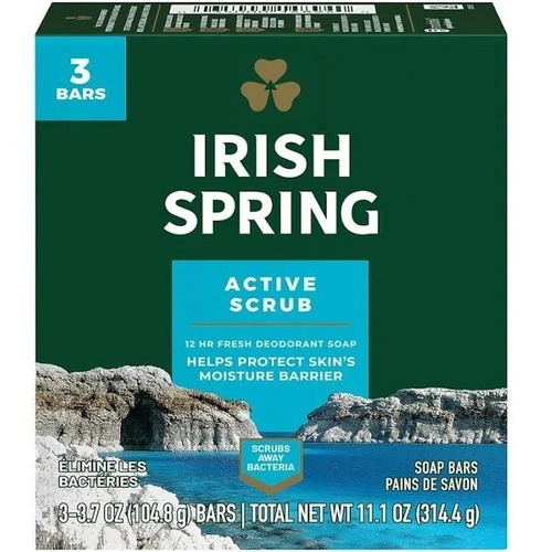 Jabones Irish Spring Active Scrub 12hr Desodorante Bacteria