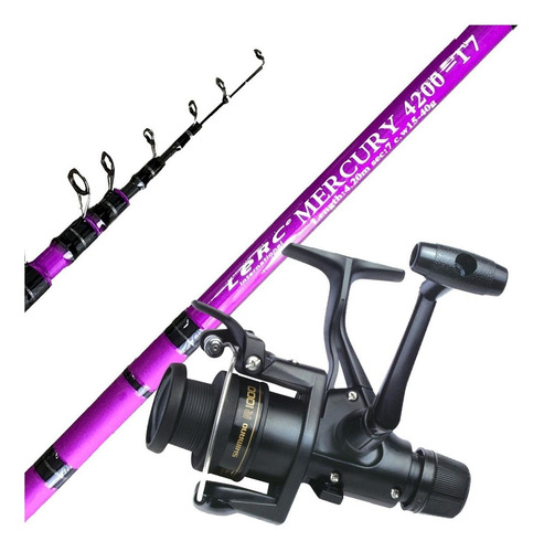 Imagen 1 de 7 de Combo Pesca Pejerrey Caña Telesc Lerc 4.2m + Reel Shimano
