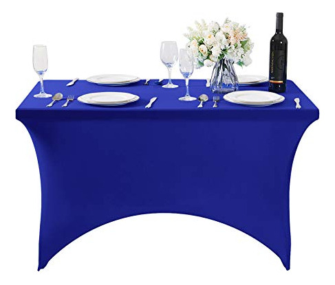 Mantel Impermeable Elástico Azul Rey Para Mesa De 4 Pies