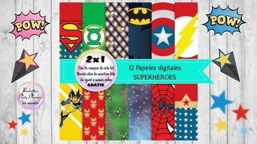 Papeles Digitales Superheroes Kit Imprimible