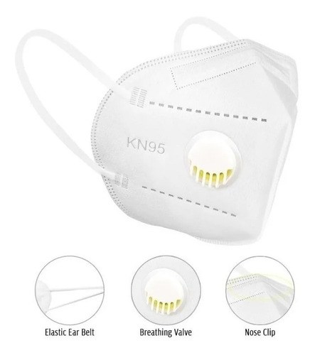 Imagem 1 de 7 de Kit 5 Máscara Respiratoria Proteção Pff2 Kn95 Com Válvula