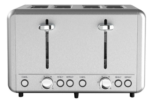 Tostadora Nappo Inox 1850w 4 Ranuras Extra Grandes Color Plateado