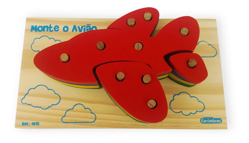 Imagem 1 de 8 de Monte O Avião Brinquedo Educativo Infantil Em Madeira